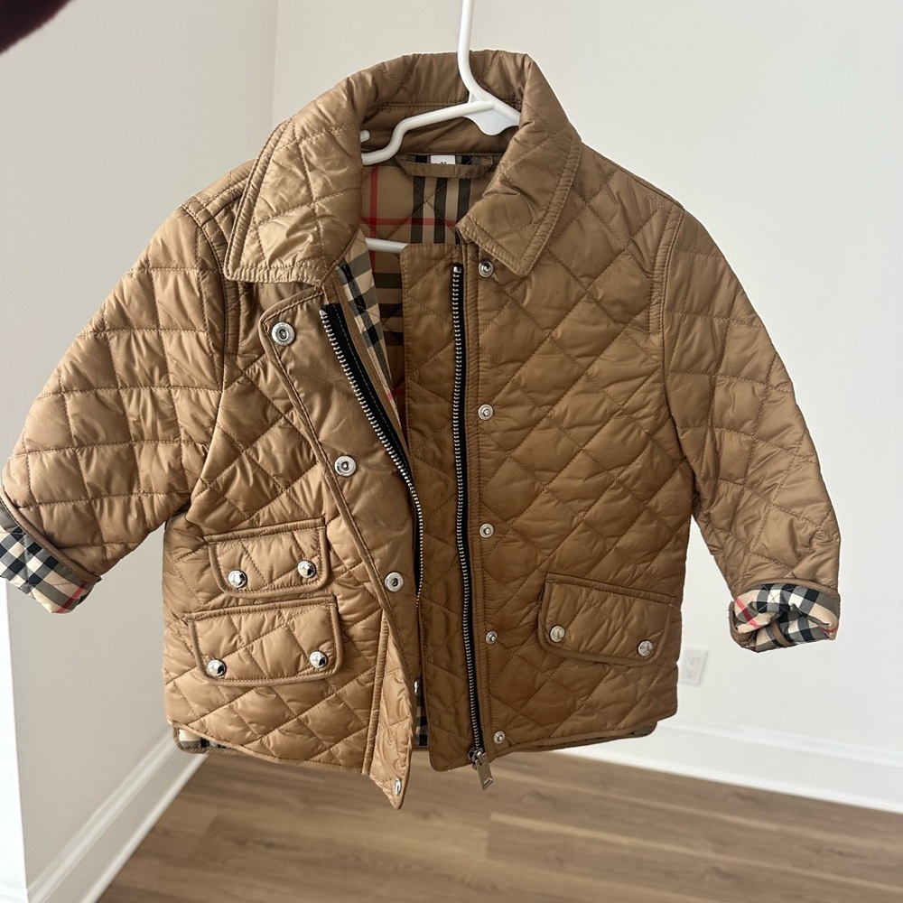 Quilted Authentic Burberry Tan Kids Jacket